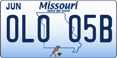 MO license plate OL0O5B