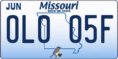 MO license plate OL0O5F