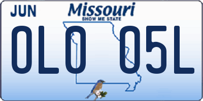 MO license plate OL0O5L