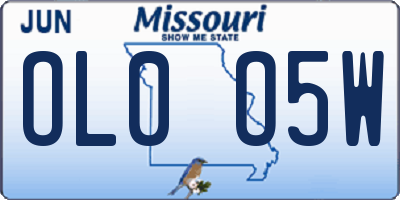 MO license plate OL0O5W