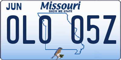 MO license plate OL0O5Z