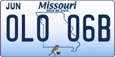 MO license plate OL0O6B
