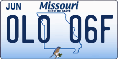 MO license plate OL0O6F