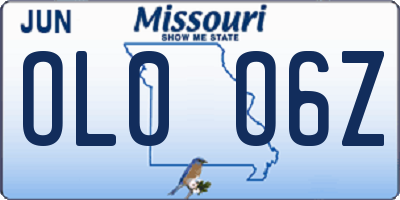 MO license plate OL0O6Z
