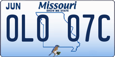 MO license plate OL0O7C