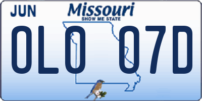 MO license plate OL0O7D