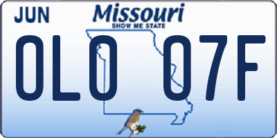 MO license plate OL0O7F