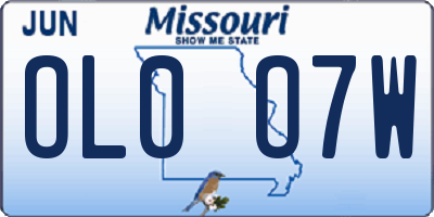 MO license plate OL0O7W