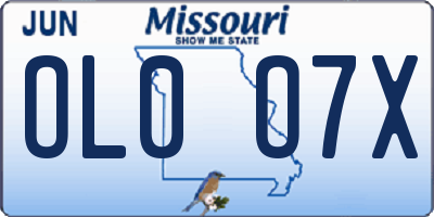 MO license plate OL0O7X