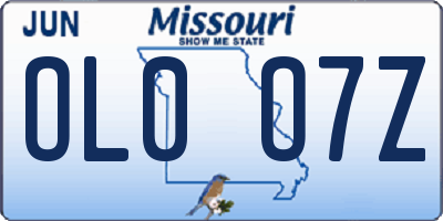 MO license plate OL0O7Z