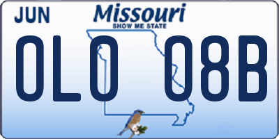 MO license plate OL0O8B