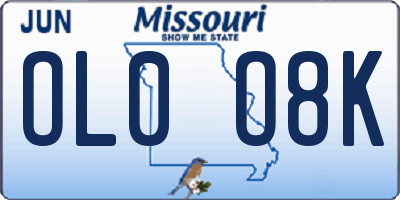 MO license plate OL0O8K
