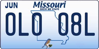 MO license plate OL0O8L