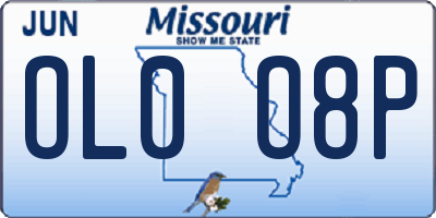 MO license plate OL0O8P