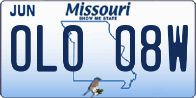 MO license plate OL0O8W