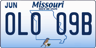 MO license plate OL0O9B