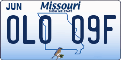 MO license plate OL0O9F