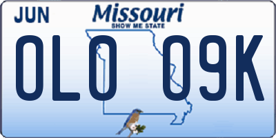 MO license plate OL0O9K
