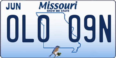MO license plate OL0O9N