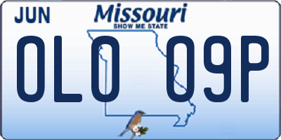 MO license plate OL0O9P