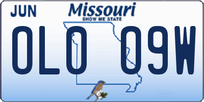 MO license plate OL0O9W