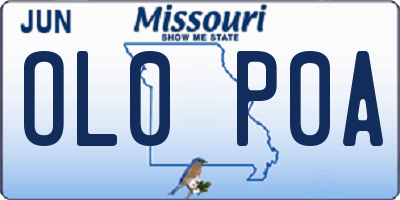 MO license plate OL0P0A