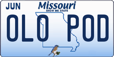 MO license plate OL0P0D