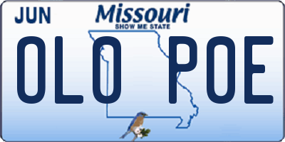 MO license plate OL0P0E