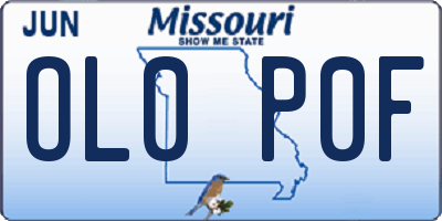 MO license plate OL0P0F