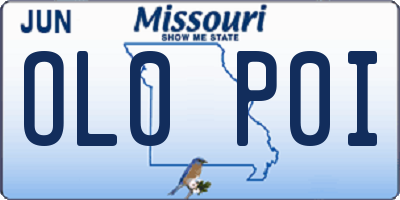MO license plate OL0P0I