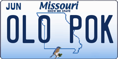 MO license plate OL0P0K