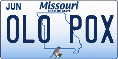 MO license plate OL0P0X