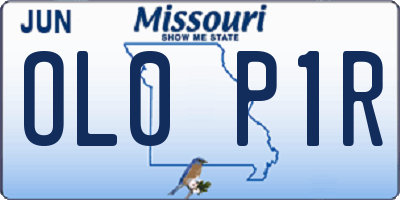 MO license plate OL0P1R