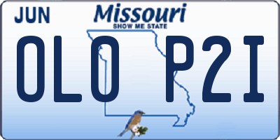 MO license plate OL0P2I