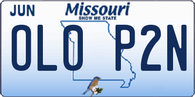 MO license plate OL0P2N
