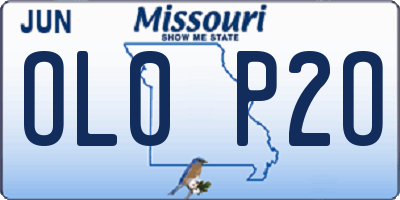 MO license plate OL0P2O
