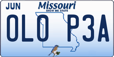 MO license plate OL0P3A