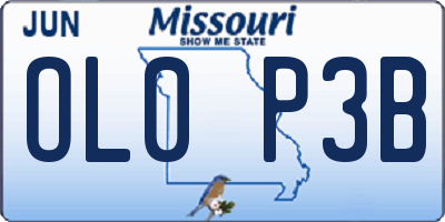MO license plate OL0P3B