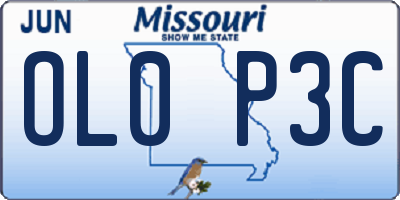 MO license plate OL0P3C