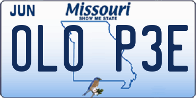 MO license plate OL0P3E