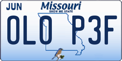 MO license plate OL0P3F