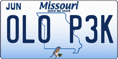 MO license plate OL0P3K