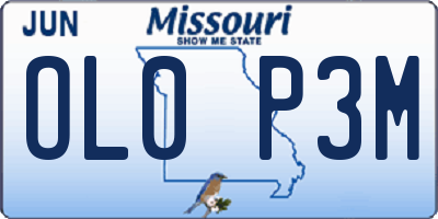 MO license plate OL0P3M