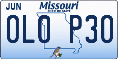MO license plate OL0P3O