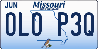 MO license plate OL0P3Q