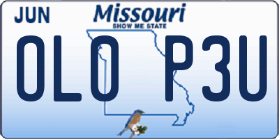 MO license plate OL0P3U