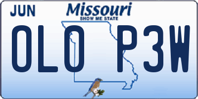 MO license plate OL0P3W