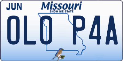 MO license plate OL0P4A