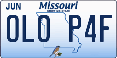 MO license plate OL0P4F