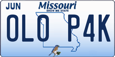 MO license plate OL0P4K